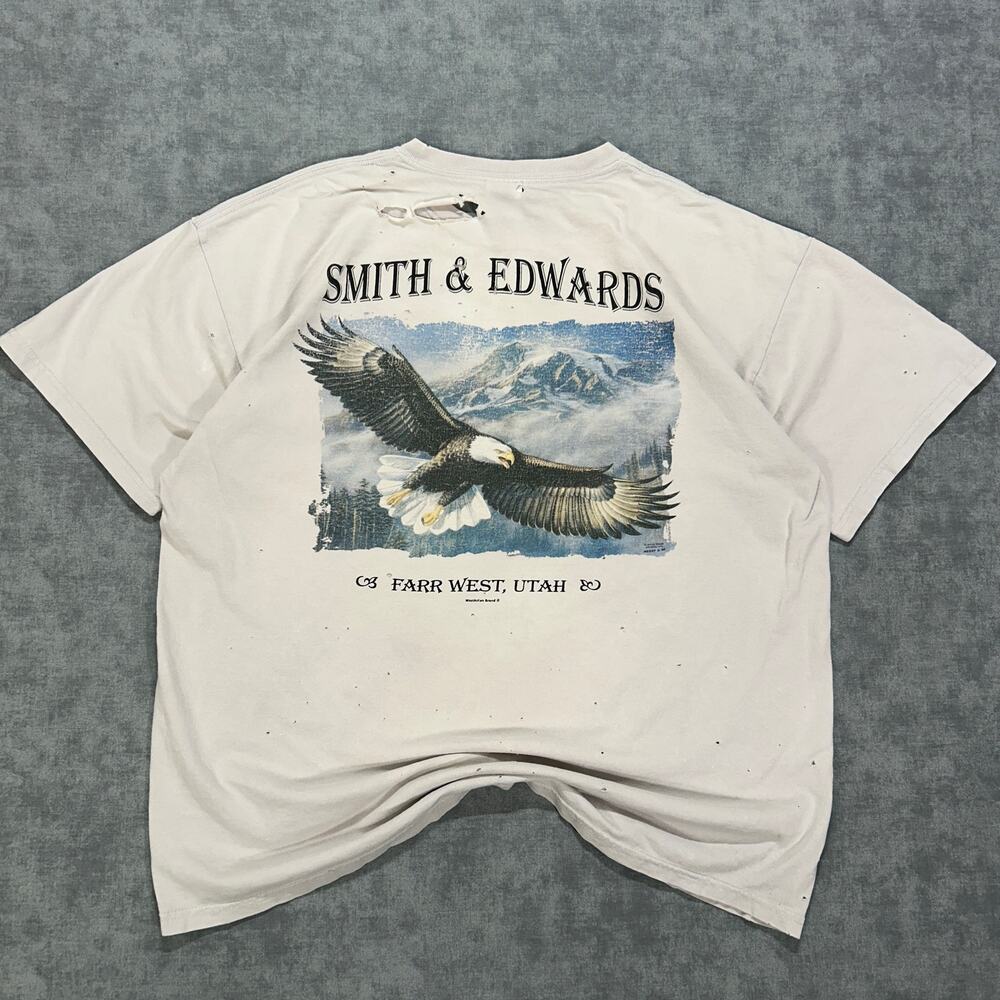 Vintage 1998 Smith & Edwards Utah Bald Eagle TShirt Mens XL James Meger Thrashed